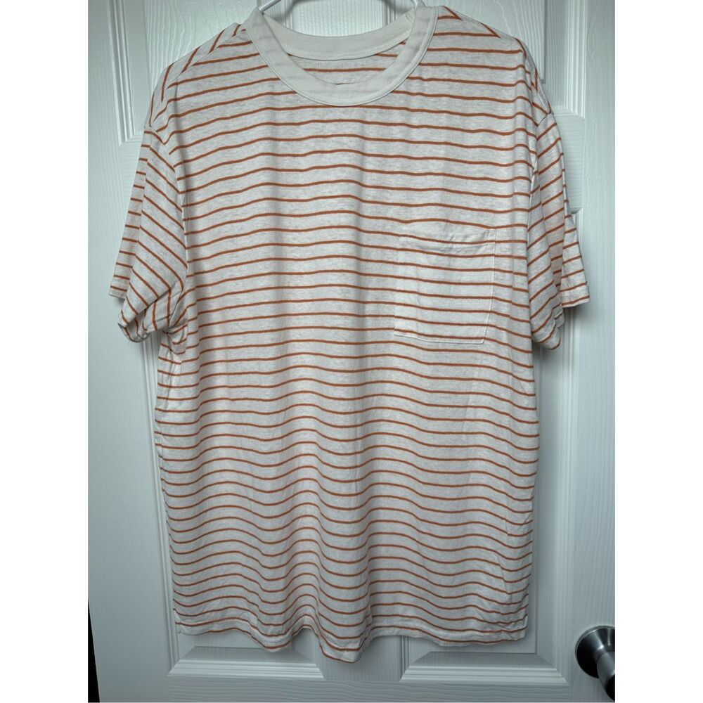 Goodfellow & Co Men's XL Orange and White Stripe Basic Standard T Shirt